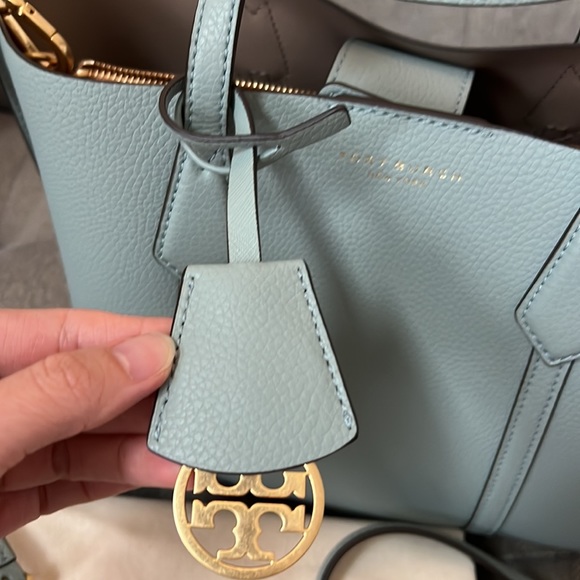 Tory Burch Small Perry Triple Compartment Tote Bag in Blue Celadon - Picture 14 of 15